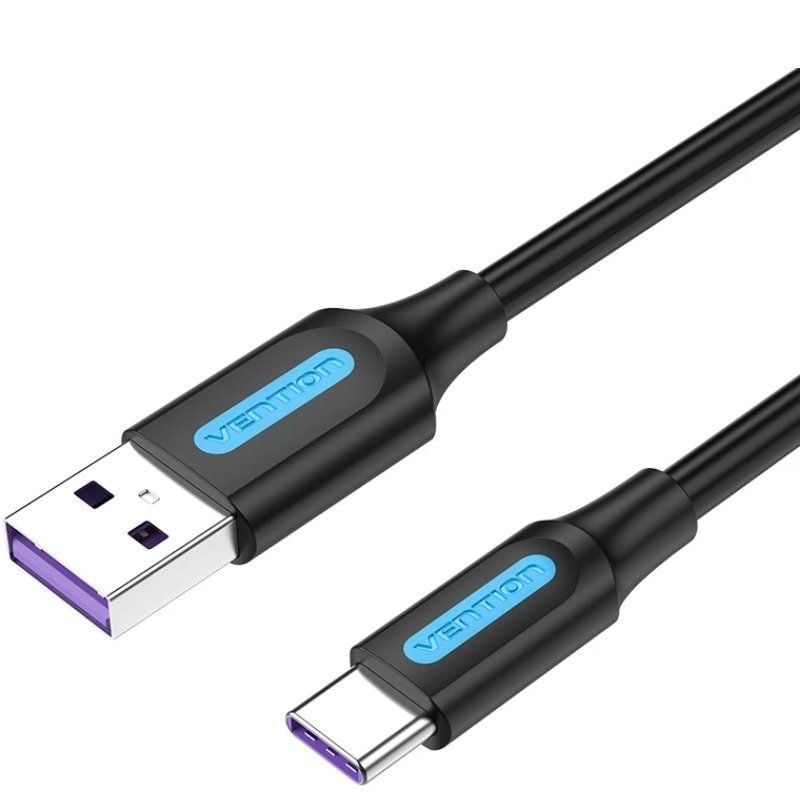 USB 2.0 Type-c Vention CORBG / Macho USB - Macho USB Type-c / Até 100W / 480mbps / 1,5m / Preto