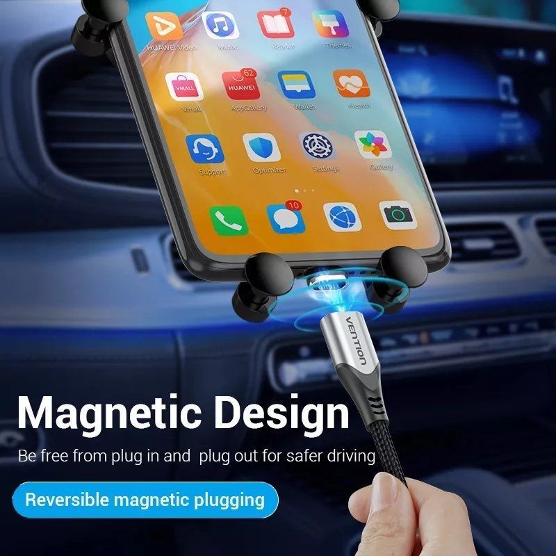 Cabo USB 2.0 Vention CQNHD / USB Macho / Microusb Macho - USB Tipo C Macho / 50cm / Cinzento