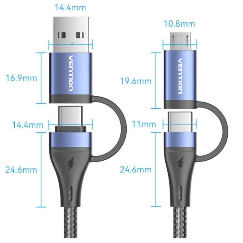 USB 2.0 Type-c Vention CTLLF / USB Type-c Macho - USB Macho / Microusb Macho - USB Type-c Macho / A…