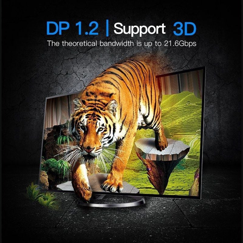 Cabo Conversor HAABH Vention / Mini Displayport Macho - Displayport Macho / 2m / Preto