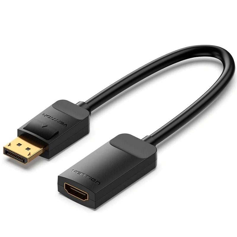 Cabo Conversor Vention HBZBB / Displayport Macho - HDMI 4K Fêmea / 15cm / Preto