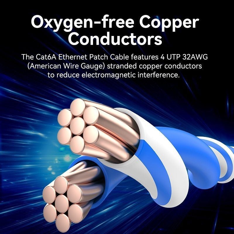 Cabo de Rede RJ45 UTP Vention IBOWF Cat.6a / 1m / Cabeça Rotativa 360º / Branco