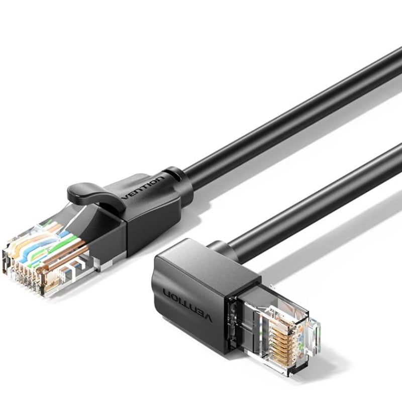 Cabo de Rede RJ45 UTP Vention IBVBJ Cat.6 / 5 M / Curvado a 90º / Preto