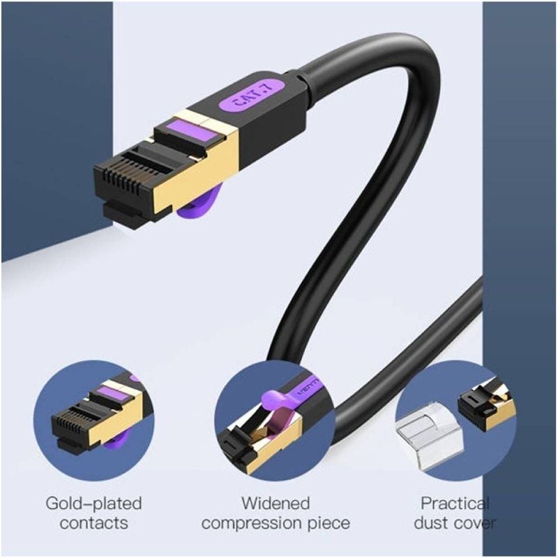 Cabo de Rede RJ45 SFTP Vention ICDBN Cat.7 / 15m / Preto