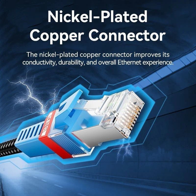 Cabo de Rede RJ45 SFTP Vention IKJBF Cat.8 / Gaming / 1m / Preto