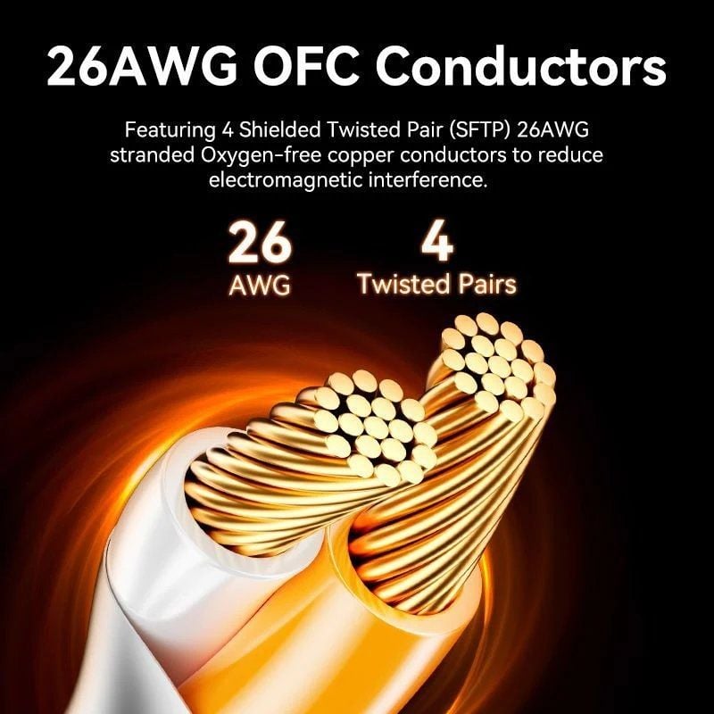 Cabo de Rede RJ45 SFTP Vention IKJBF Cat.8 / Gaming / 1m / Preto