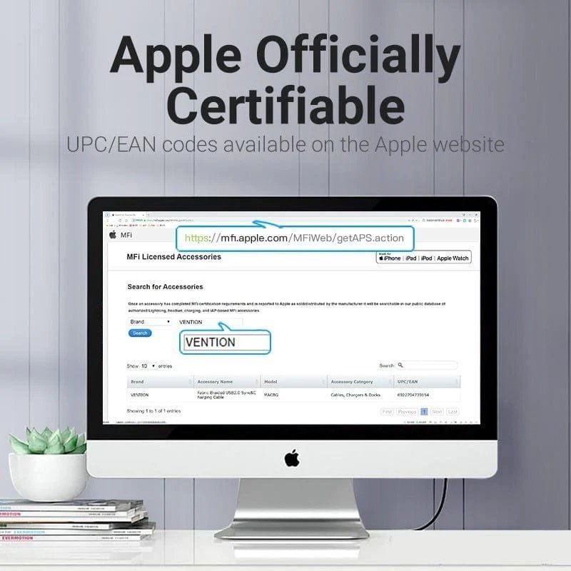 USB 2.0 Lightning Vention LABHH / USB Macho - Lightning Macho / Até 12W / 480mbps / 2m / Cinzento