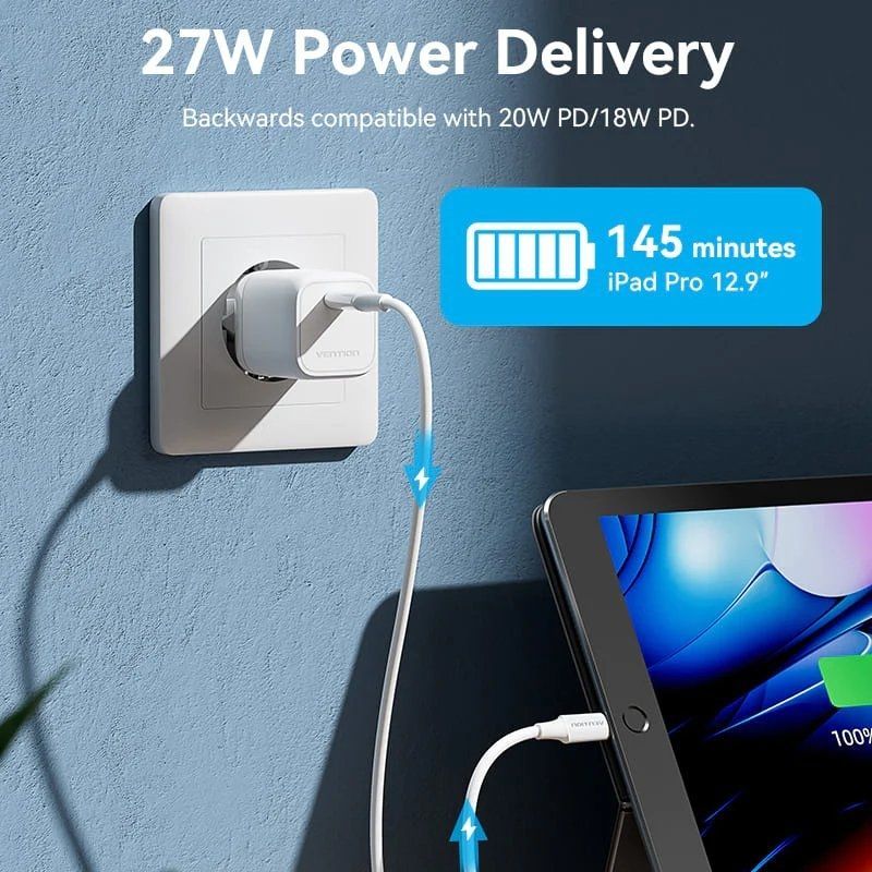 USB 2.0 Tipo C - Lightning Vention LAJWF / USB Tipo C Macho - Lightning Macho / Até 27W / 480mbps /…