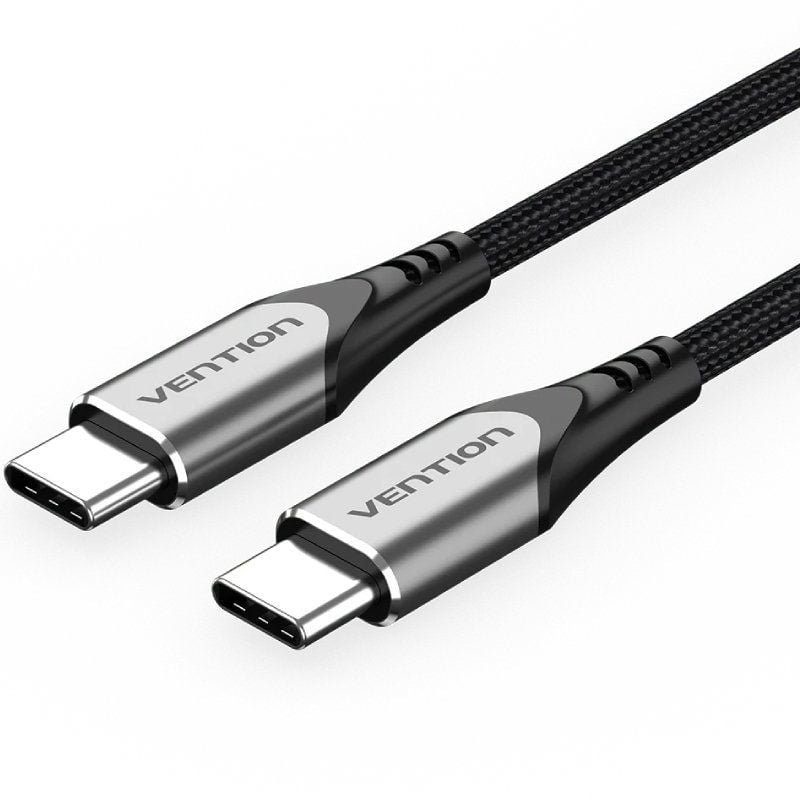 Vention TADHF USB 2.0 Tipo C / USB Tipo C Macho - USB Tipo C Macho / Até 60W / 480mbps / 1m / Cinze…
