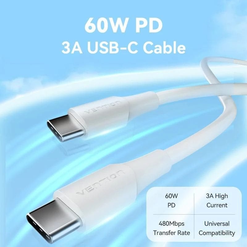 Cabo Vention TAXWD USB 2.0 Type-c 3A USB 2.0 / USB Type-c Macho - USB Type-c Macho / Até 60W / 480m…