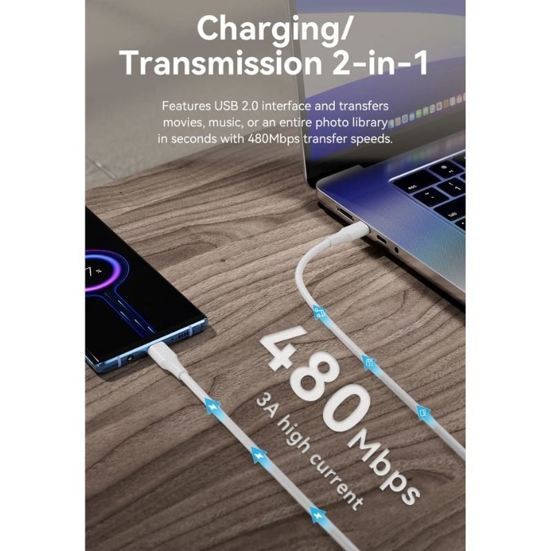 Cabo Vention TAXWD USB 2.0 Type-c 3A USB 2.0 / USB Type-c Macho - USB Type-c Macho / Até 60W / 480m…