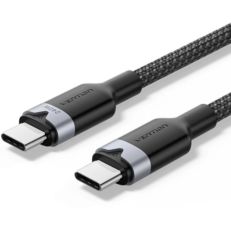 USB 2.0 Type-c 5A Vention TRIBH / USB Type-c Macho - USB Type-c Macho / Até 240W / 480mbps / 2m / P…