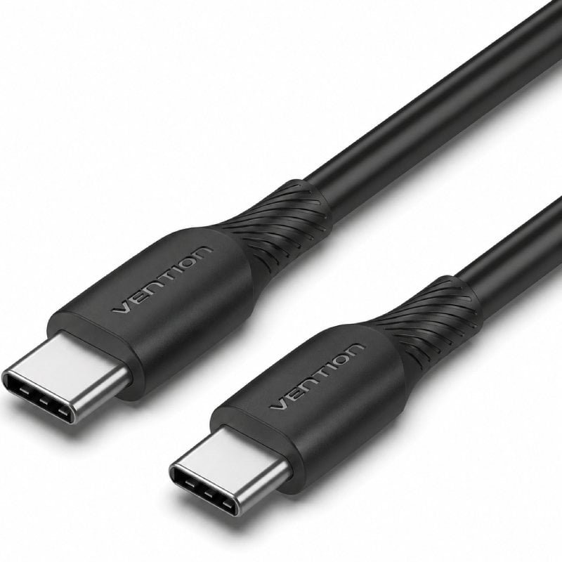 Cabo USB 2.0 Tipo C Vention TRVBF / USB Tipo C Macho - USB Tipo C Macho / Até 60 W / 480 Mbps / 1 M…