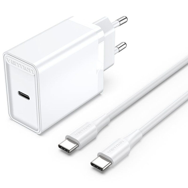 Carregador de Parede Vention Fahwf-eu / 1xusb Type-c + 2x Cabo USB Type-c / 25W
