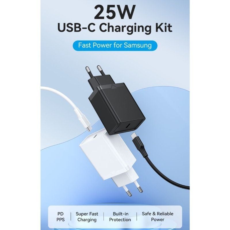 Carregador de Parede Vention Fahwf-eu / 1xusb Type-c + 2x Cabo USB Type-c / 25W