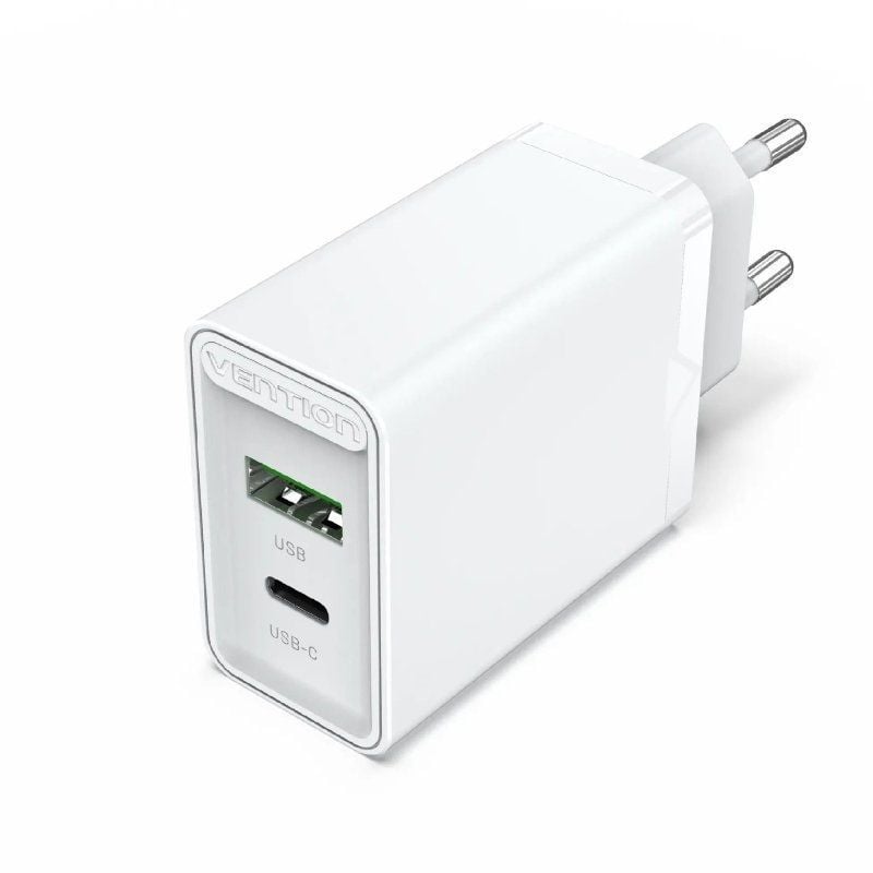 Carregador de Parede Vention Fbbw0-eu / 1xusb Type-c / 1x USB / 20W