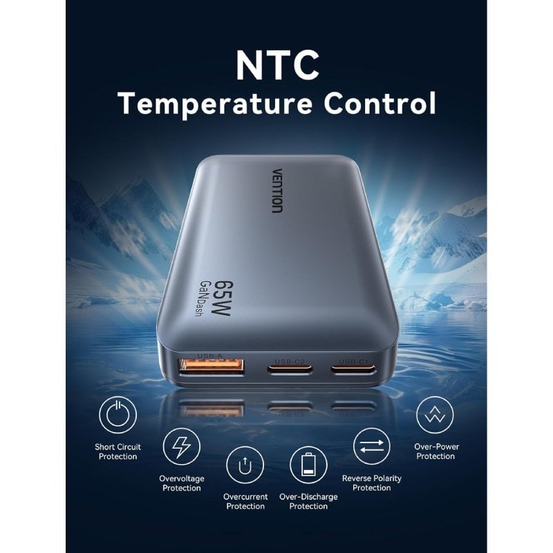Carregador de Parede Universal de Viagem Gan Vention FCBH0 / 2xusb Type-c / 1x USB / 65W