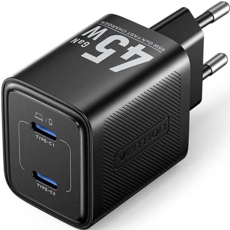 Carregador de Parede Gan Vention Fefb0-eu / 2xusb Type-c / 45W