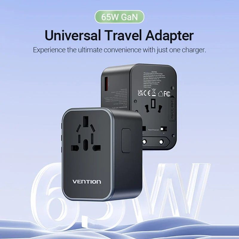 Carregador de Parede Universal Vention FJDB0 / Tomada de Alimentação Universal / 2xusb Type-c / 1xu…