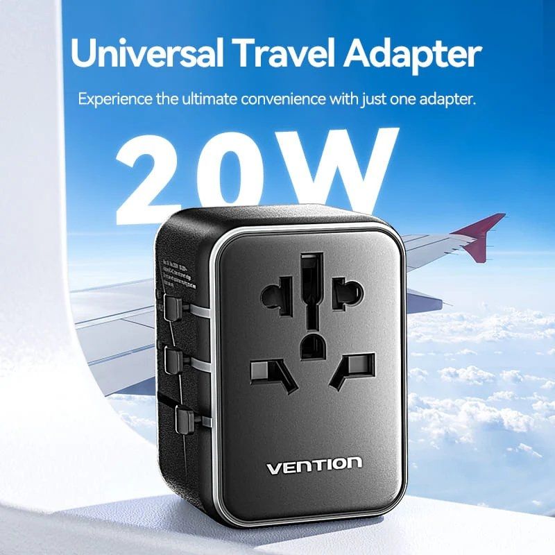 Carregador de Parede Universal Vention FJEB0 / Tomada de Alimentação Universal / 1xusb Type-c / 2xu…