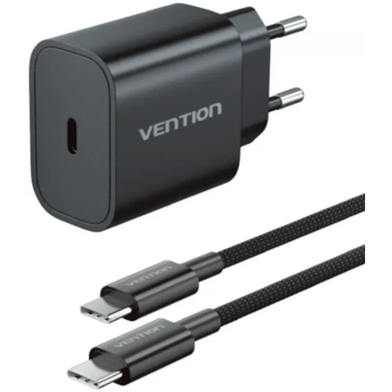 Carregador de Parede Vention G17b0-eu / 1xusb Type-c + Cabo Lightning / 20W