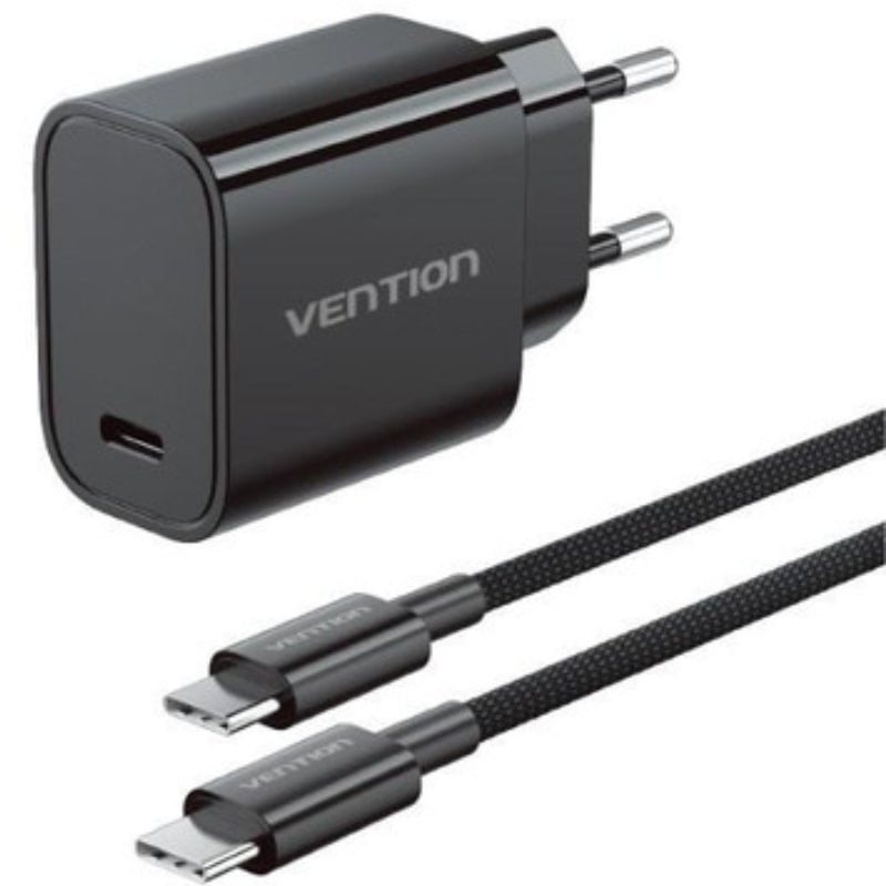 Carregador de Parede Gan Vention G18b0-eu / 1xusb Type-c + Cabo USB Type-c / 30W