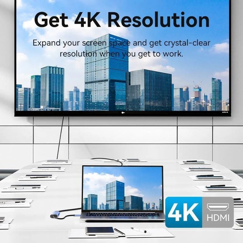 Base de Ligação USB Tipo C Vention TGESB / 3xusb / 1xhdmi 4K / 1xusb Tipo C PD