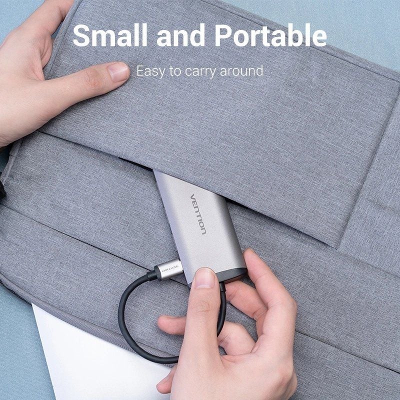 Docking USB Type-c Vention TGRHB / 3xusb / 1xleitor de Cartões / 1xusb Type-c PD / Cinzento