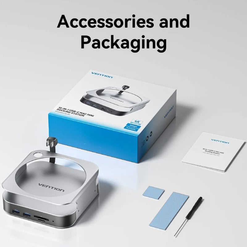 Base de Ligação para Mac Mini USB Type-c Vention THIHAG / Ranhura SSD M.2 / 4xusb / 1xusb Type-c /…