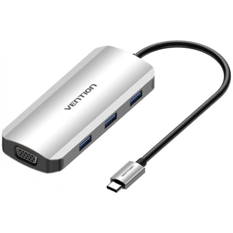 Base de Ligação USB Tipo C Vention TOIHB / 1xhdmi 4K / 1xvga / 3xusb / 1xusb Tipo C PD / Cinzento
