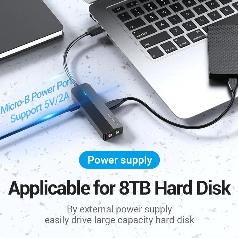 Hub USB 3.0 com Placa de Som Vention CHIBB / 3xusb / 1xmicrousb PD