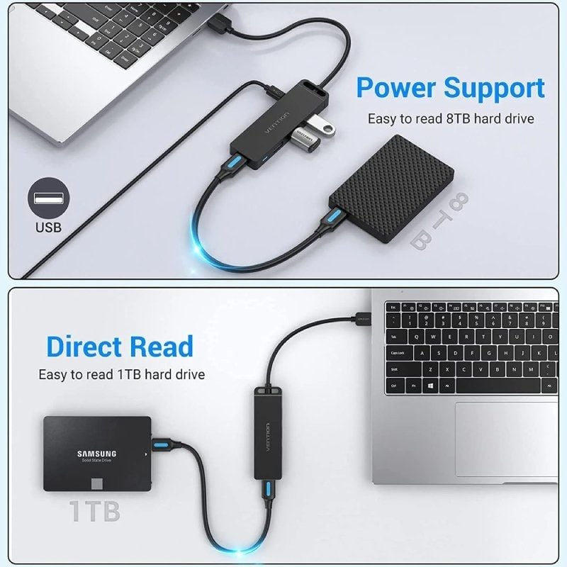 Hub USB 3.0 Vention CHLBB / 4xusb / 1xmicrousb PD
