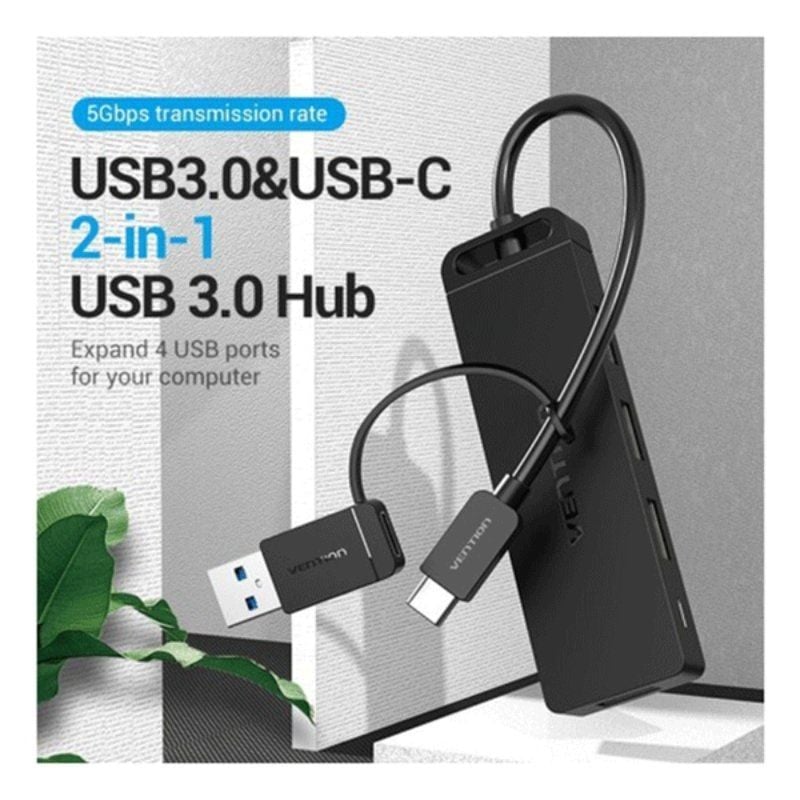 Hub USB 3.0 e USB Tipo C Vention CHTBB / 4xusb / USB Tipo C PD