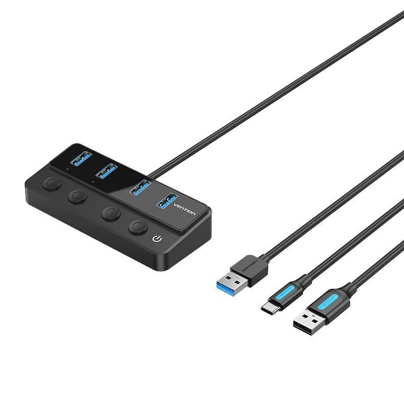 Hub USB 3.0 Vention CHWBF / 4xusb / 1xusb Type-c PD / Inclui Cabo de Carregamento USB Macho USB - M…