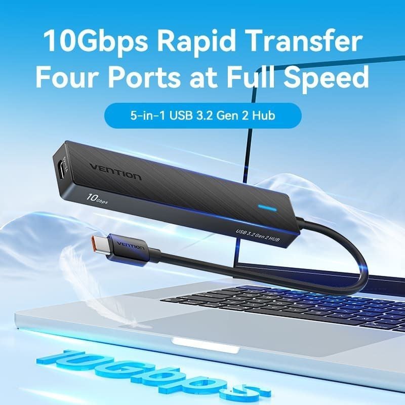 Concentrador USB Tipo C 3.2 Vention CHYBB / 2xusb Tipo C 3.2 / 2xusb 3.2 / 1xusb Tipo C / 15cm