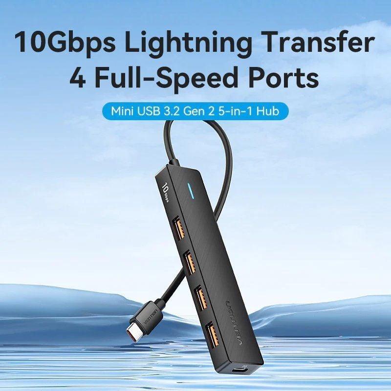 Hub USB Tipo C 3.2 Vention CKCBB / 4xusb / 1xusb Tipo C PD