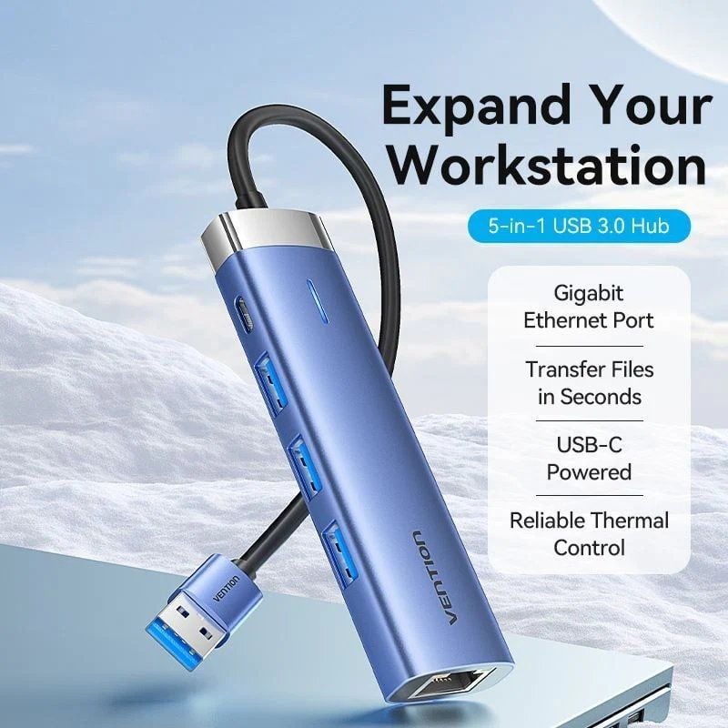 Hub USB 3.0 Vention TGFSB / 3xusb / 1xrj45 / 1xusb Type-c PD