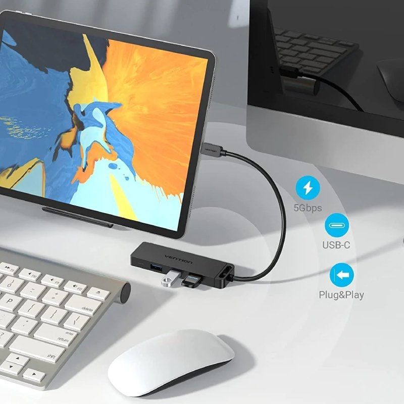 Vention TGKBB Hub USB Tipo C Vention TGKBB / 4xusb / 1xmicrousb PD / 15cm