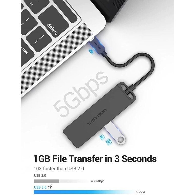 Hub USB Tipo C Vention TGKBD / 4xusb / 1xmicrousb PD / 50cm