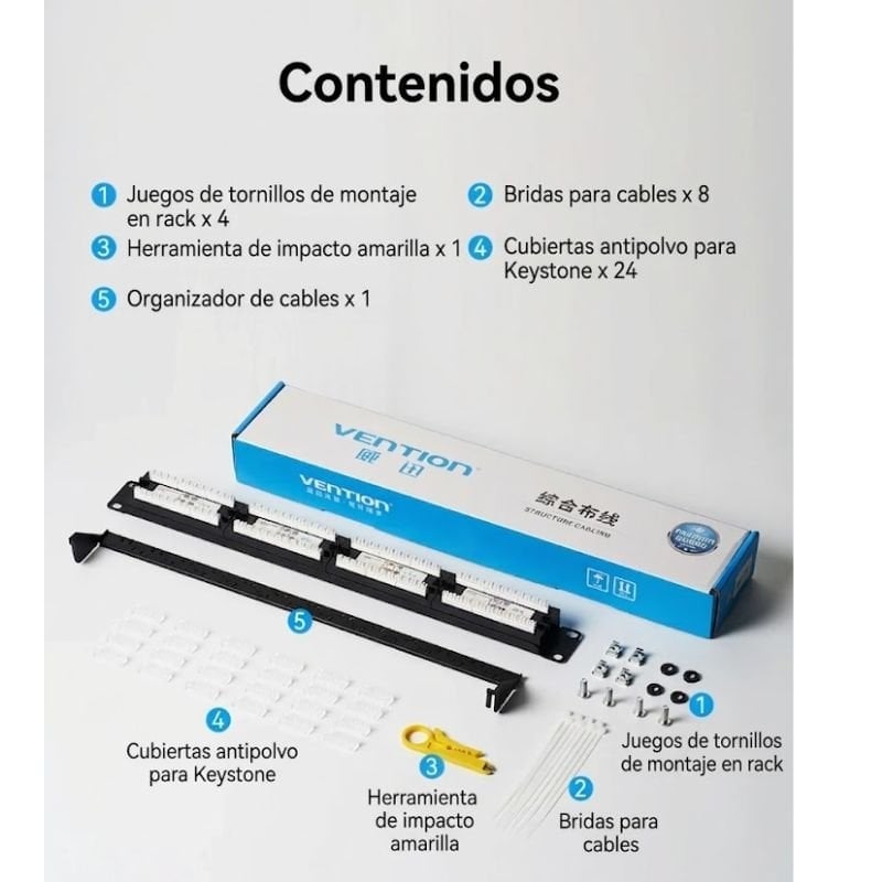 Patch Panel Vention KGCB0 / 24 Portas / Cat.6