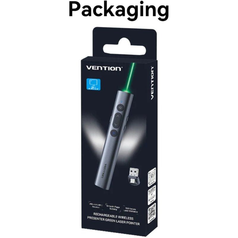 Apresentador sem Fios Bluetooth Vention KQJH0 / 2,4 Ghz / Cinzento