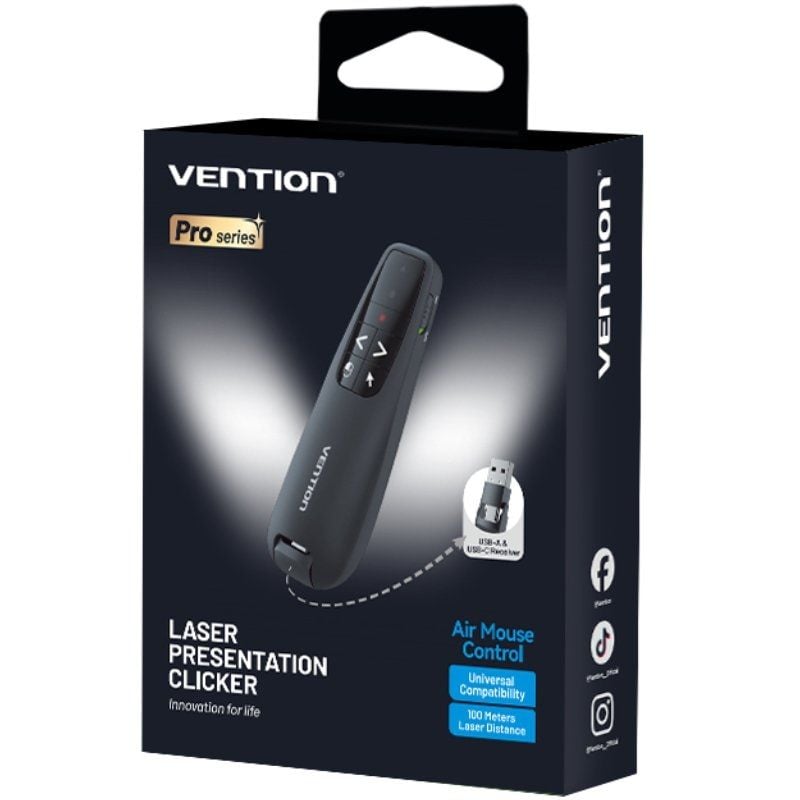 Apresentador sem Fios Vention KQPB0 / 2.4ghz / Preto