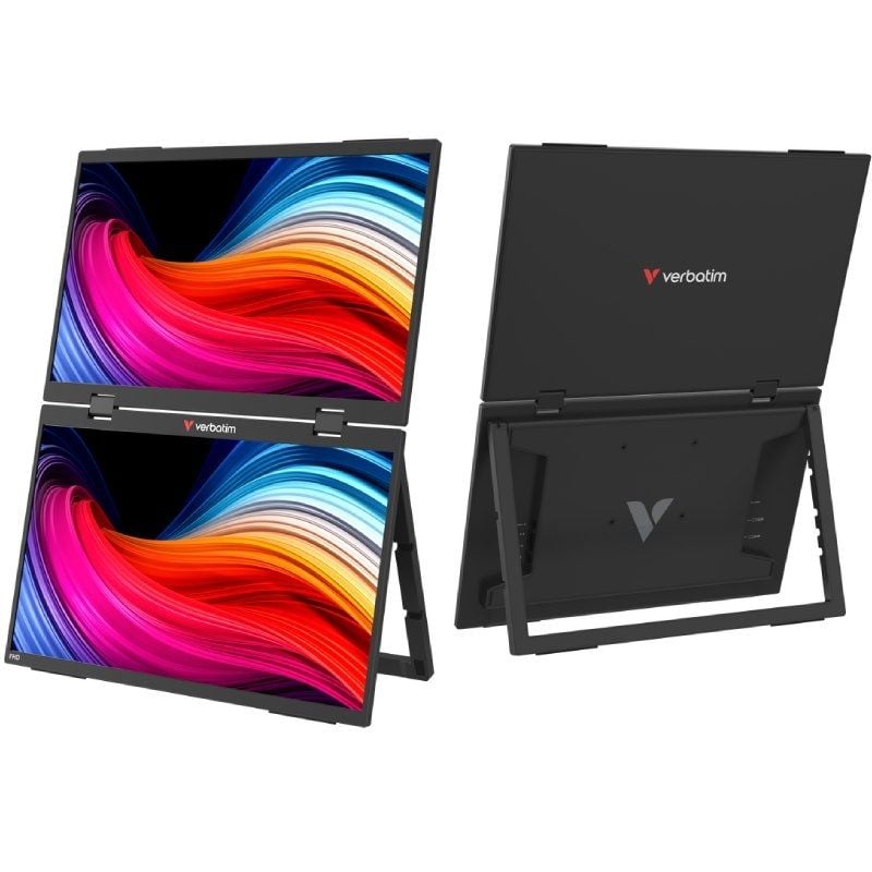 Monitor para Computador Portátil Verbatim Duo Essentials 15,6" + 15,6" com Ecrã Tátil / Full HD / M…