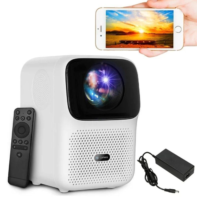Projetor Portátil Wanbo T4 / 450 Lumens / Full HD / HDMI / Bluetooth / Wifi / Branco