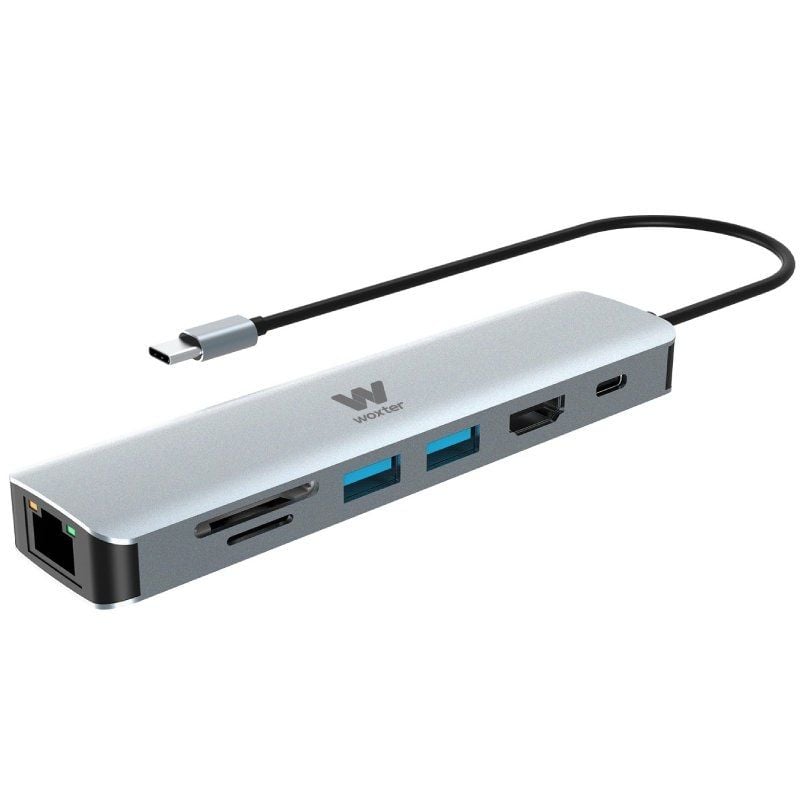 Estação de Ancoragem USB Tipo C Woxter Pe26-181 / 1xhdmi 4K / 2xusb / 1xleitor de Cartões / 1xrj45…
