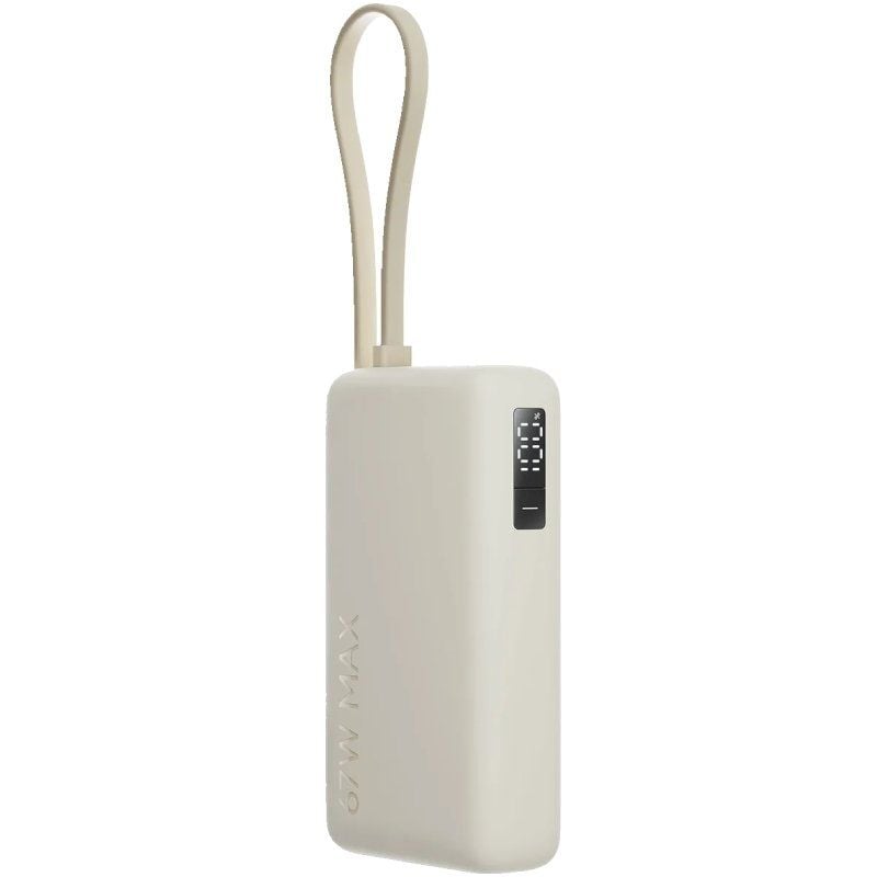 Powerbank Xiaomi de 10 000 Mah com Cabo Integrado de 67 W / 67 W / Bege / Inclui Cabo USB Tipo C