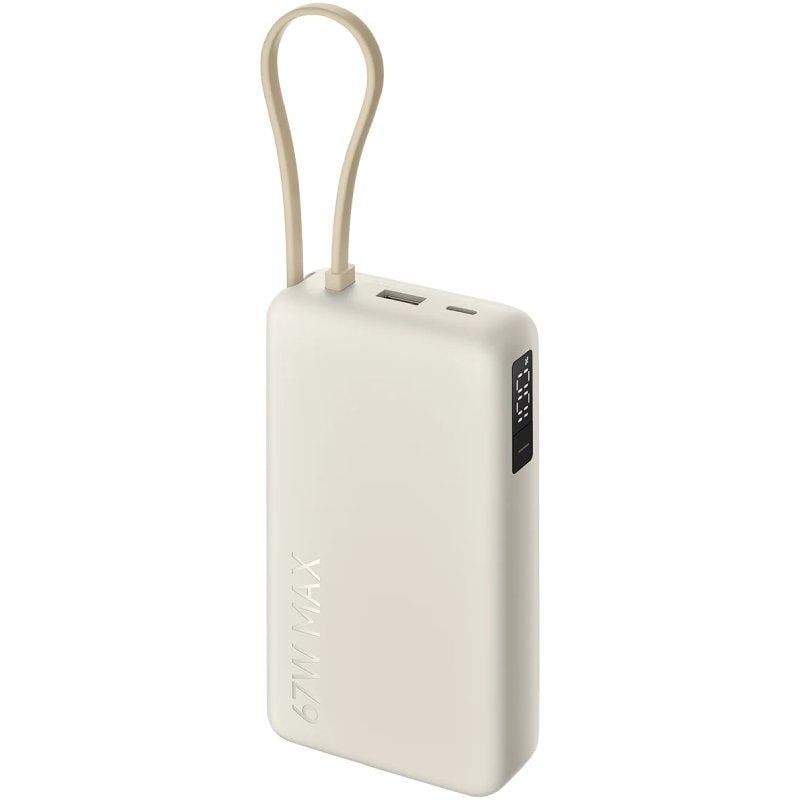 Powerbank Xiaomi de 20 000 Mah com Cabo Integrado de 67 W / 67 W / Bege / Inclui Cabo USB Tipo C