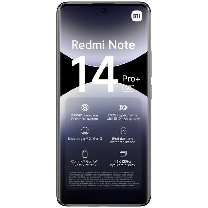 Smartphone Xiaomi Redmi Note 14 Pro+ 12 GB / 256 GB / 6,67" / 5G / Preto