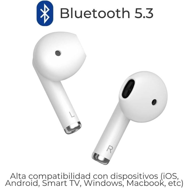 Auscultadores Bluetooth ZTE Buds 2 com Estojo de Carregamento / 5h de Autonomia / Branco