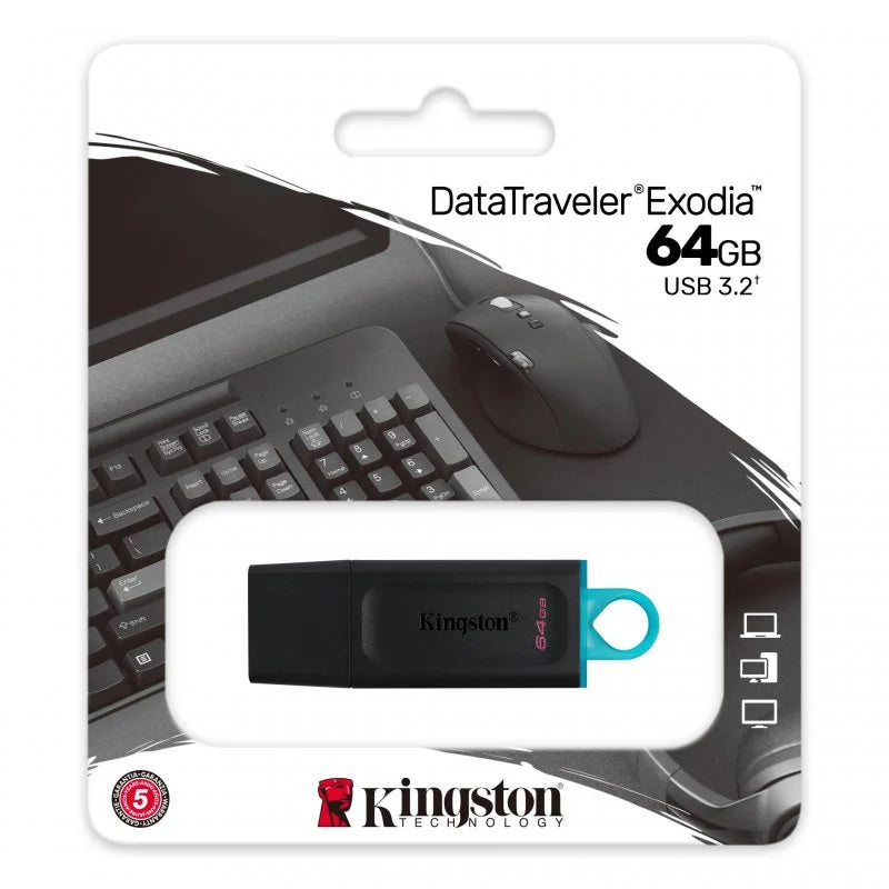 KINGSTON DataTraveler Exodia 2x USB Pen (64 GB - USB 3.2 - Black)